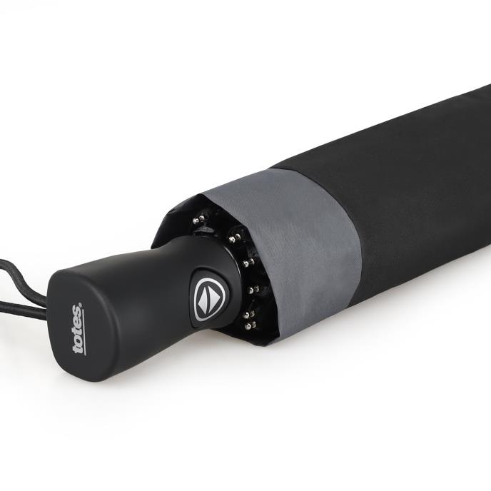 totes® Auto Open / Close Double Canopy Black/Charcoal Umbrella (3 Section) Extra Image 3